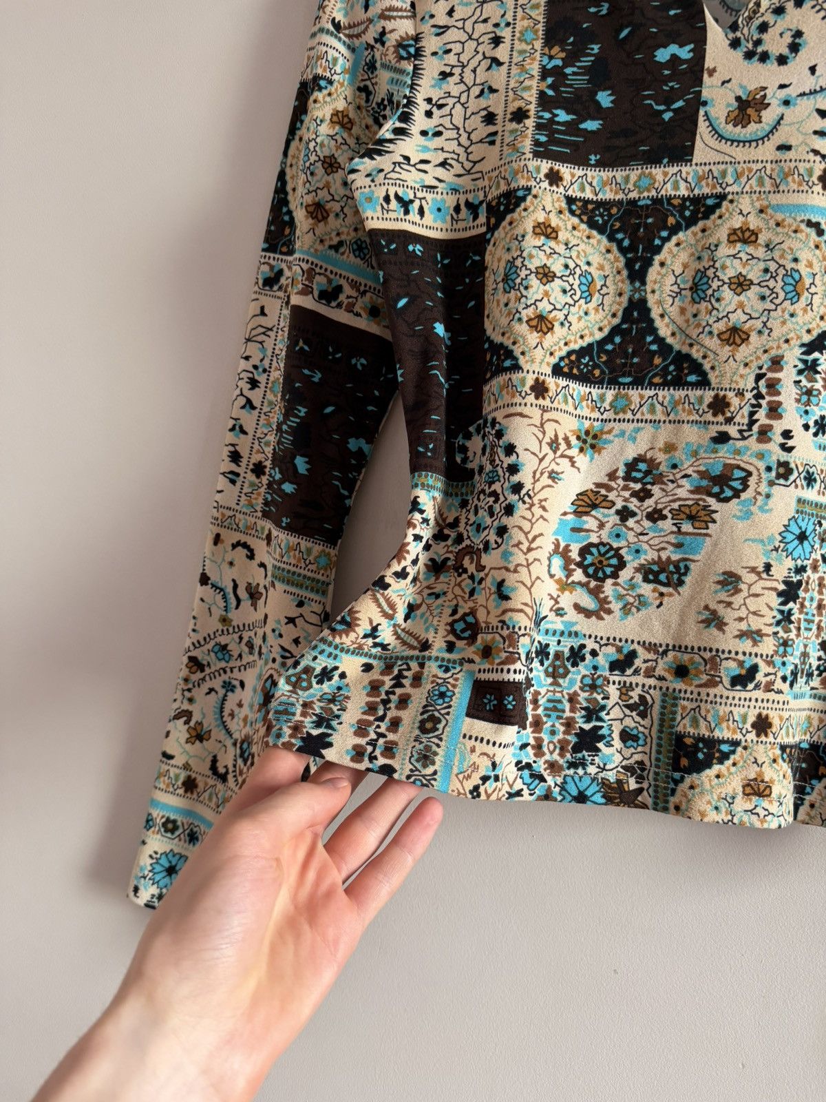 Vintage Y2K Paisley Patchwork Flare Sleeve Top Size S / US 4 / IT 40 - 4 Thumbnail