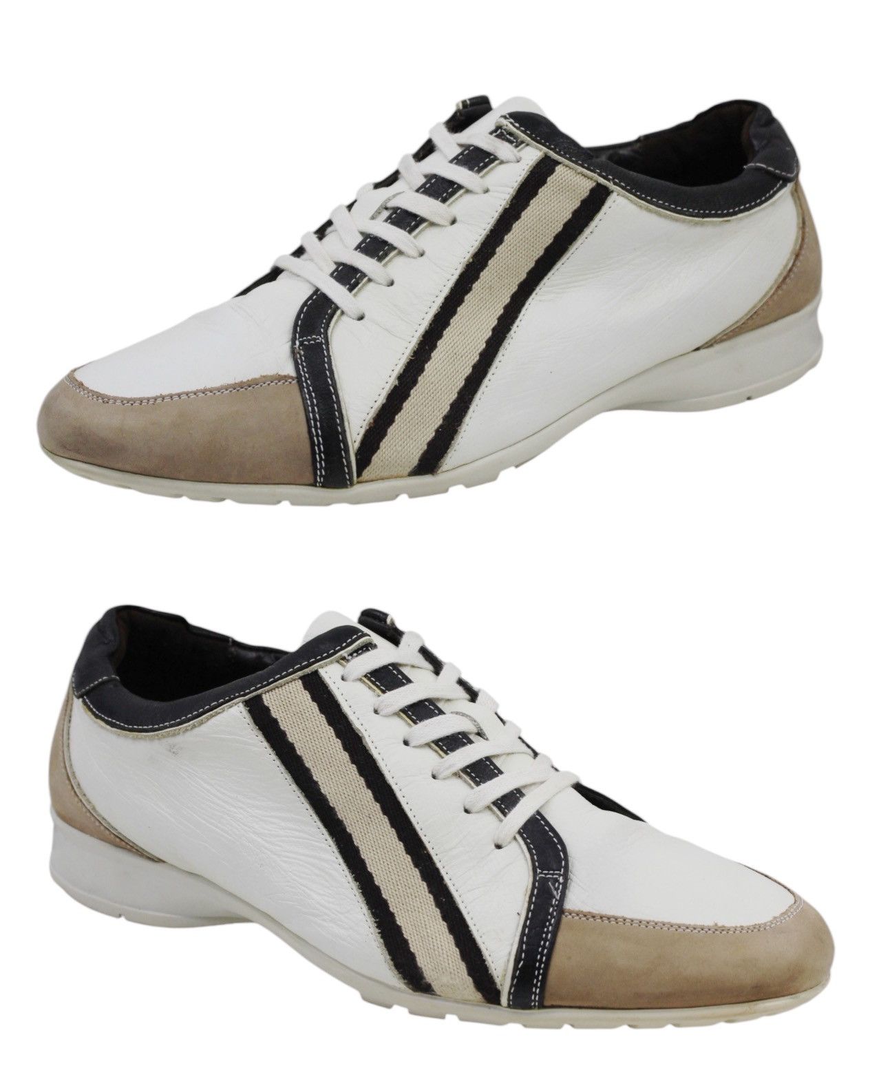 Renoma 2000S RENOMA HOMME PARIS LEATHER PANELS STRIPE SNEAKERS Size US 8 / EU 41 - 4 Thumbnail