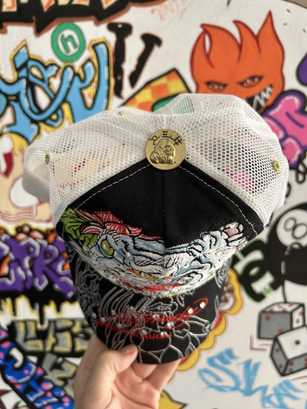 Christian Audigier × Ed Hardy × Vintage Ed hardy White Tiger Trucker Hat Size ONE SIZE - 2 Thumbnail
