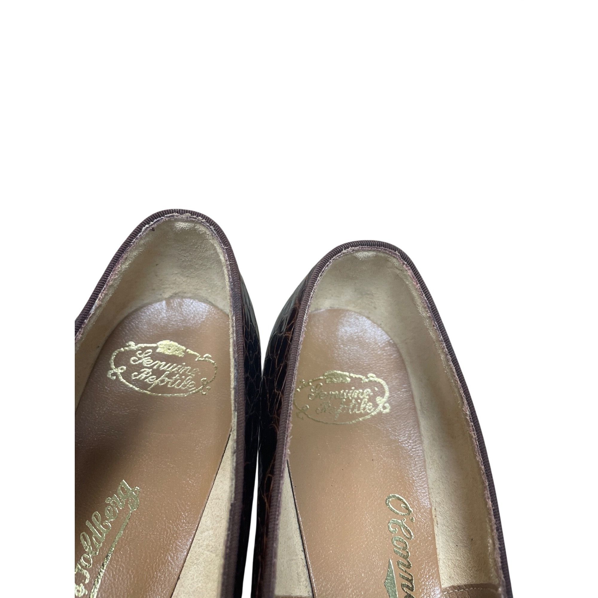 Vintage O'Connor Goldberg Womans VTG Brown Alligator Leather Heels S Size US 7 / IT 37 - 10 Thumbnail
