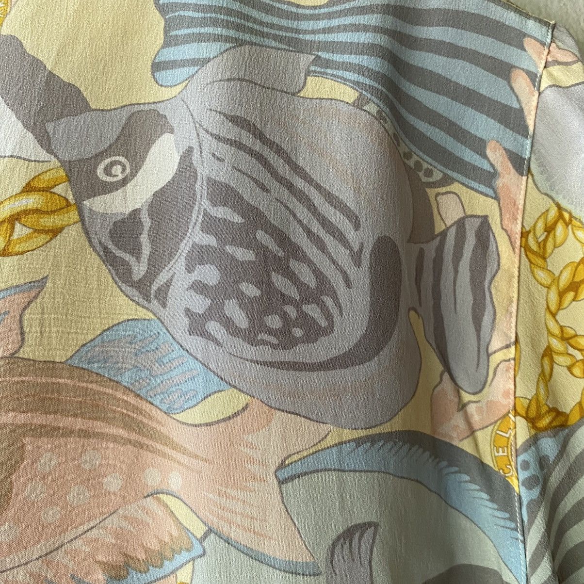 Celine CELINE Pastel Fish Print Short Sleeve Shirt Size S / US 4 / IT 40 - 10 Thumbnail