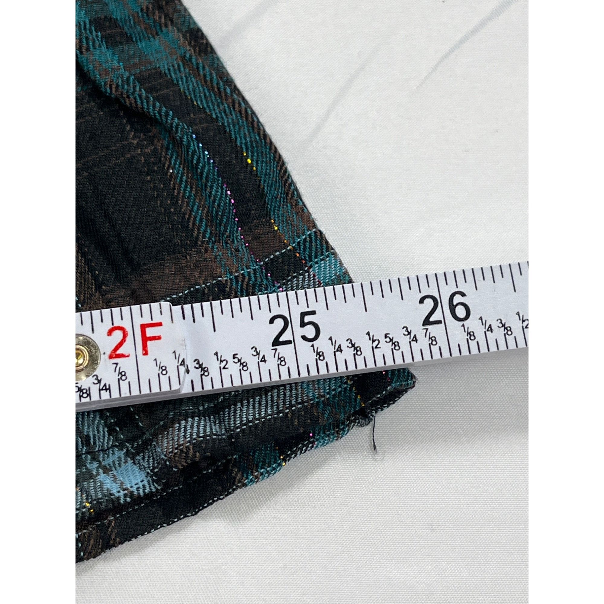 Designer Romeo And Juliet Couture SKU 7585 Plaid Button Up Shirt Dres Size L / US 10 / IT 46 - 10 Thumbnail