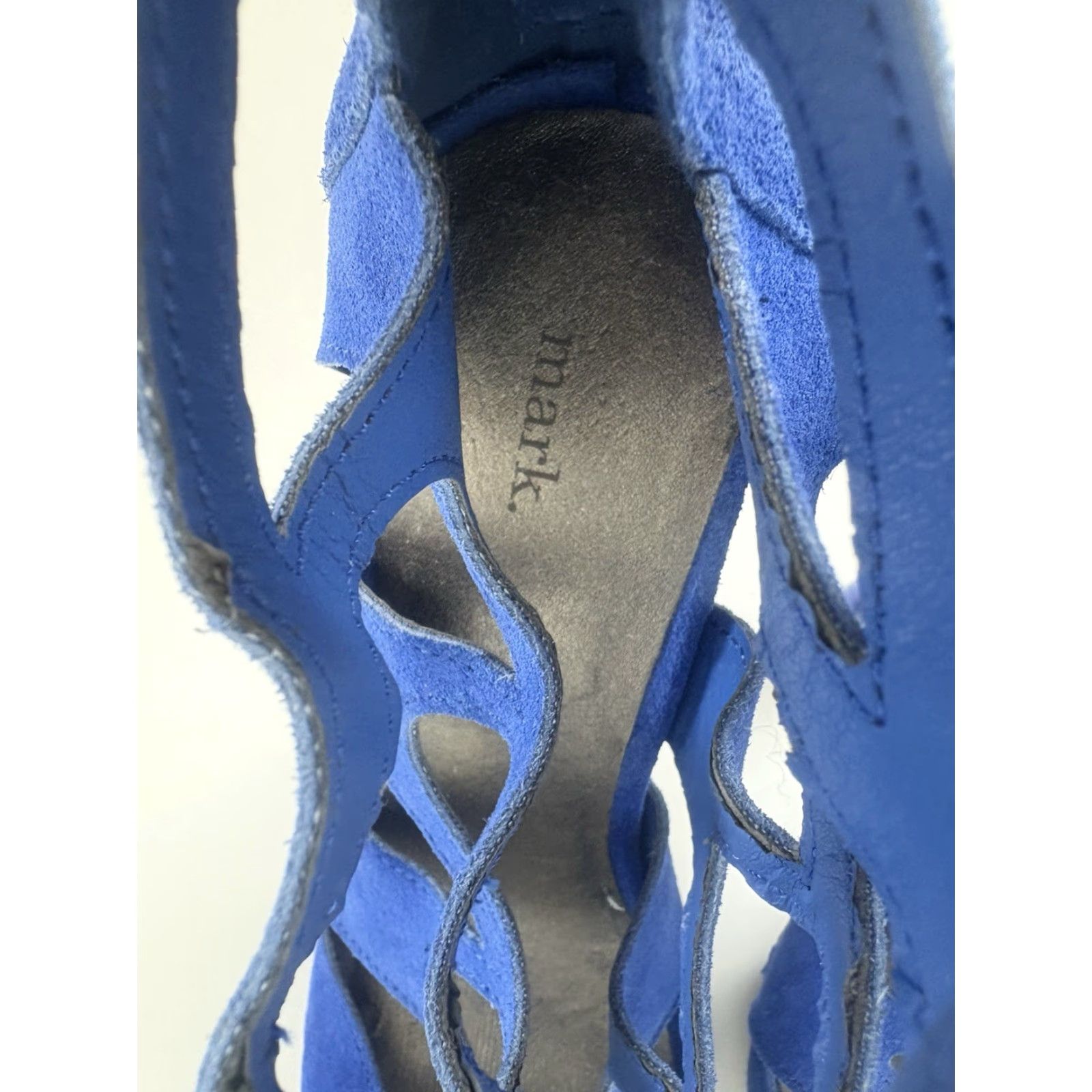 Vintage Mark Blue Suede Gladiator Peep Toe 4in Heels Womens Size 9 Size US 9 / IT 39 - 5 Thumbnail