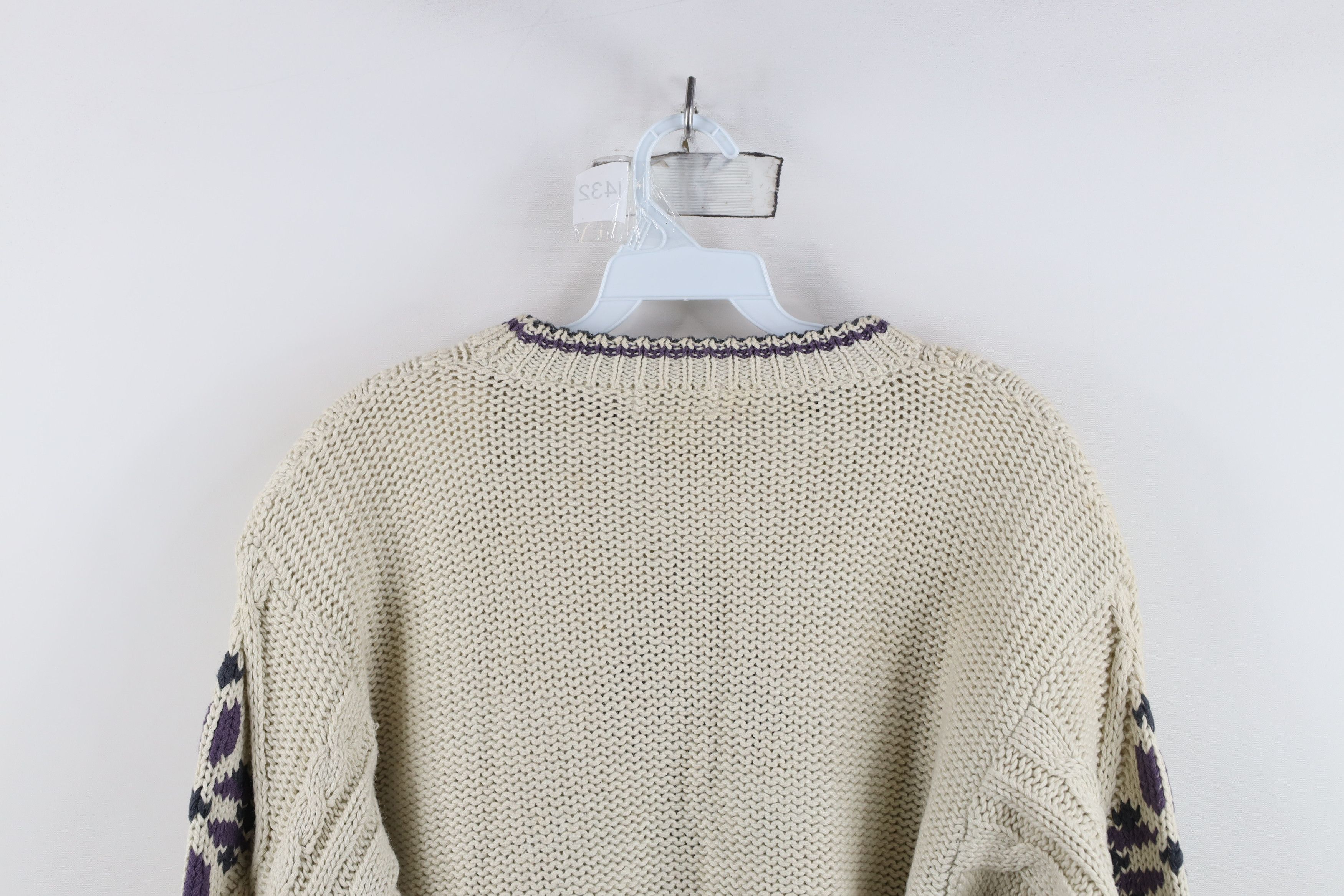 UNIONBAY Vintage 90s Streetwear Geometric Chunky Cable Knit Sweater Size L / US 10 / IT 46 - 14 Thumbnail