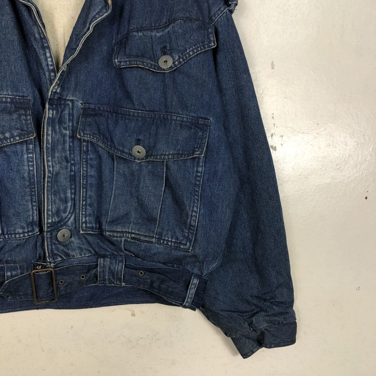 Issey Miyake 📌Vintage Denim Bomber Jacket Pezzo Bondage Blanket Size US M / EU 48-50 / 2 - 7 Thumbnail