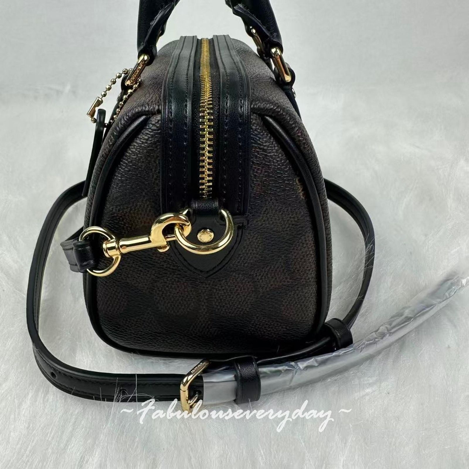 Coach Coach Mini Rowan Crossbody Sig Canvas Gold/Walnut/Black Size ONE SIZE - 3 Thumbnail