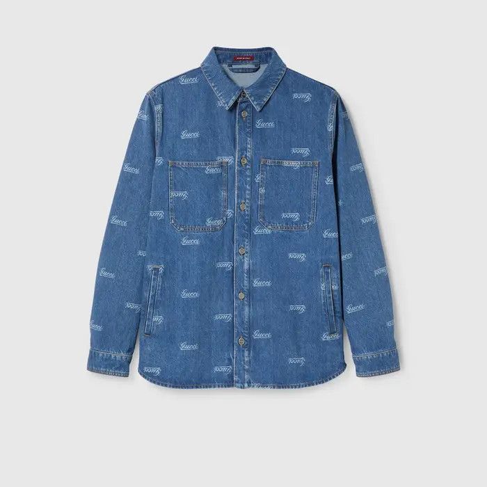 Gucci o1loc1c0226 792629 Denim Shirt With Lasered Gucci Detail Size US S / EU 44-46 / 1 - 1 Thumbnail