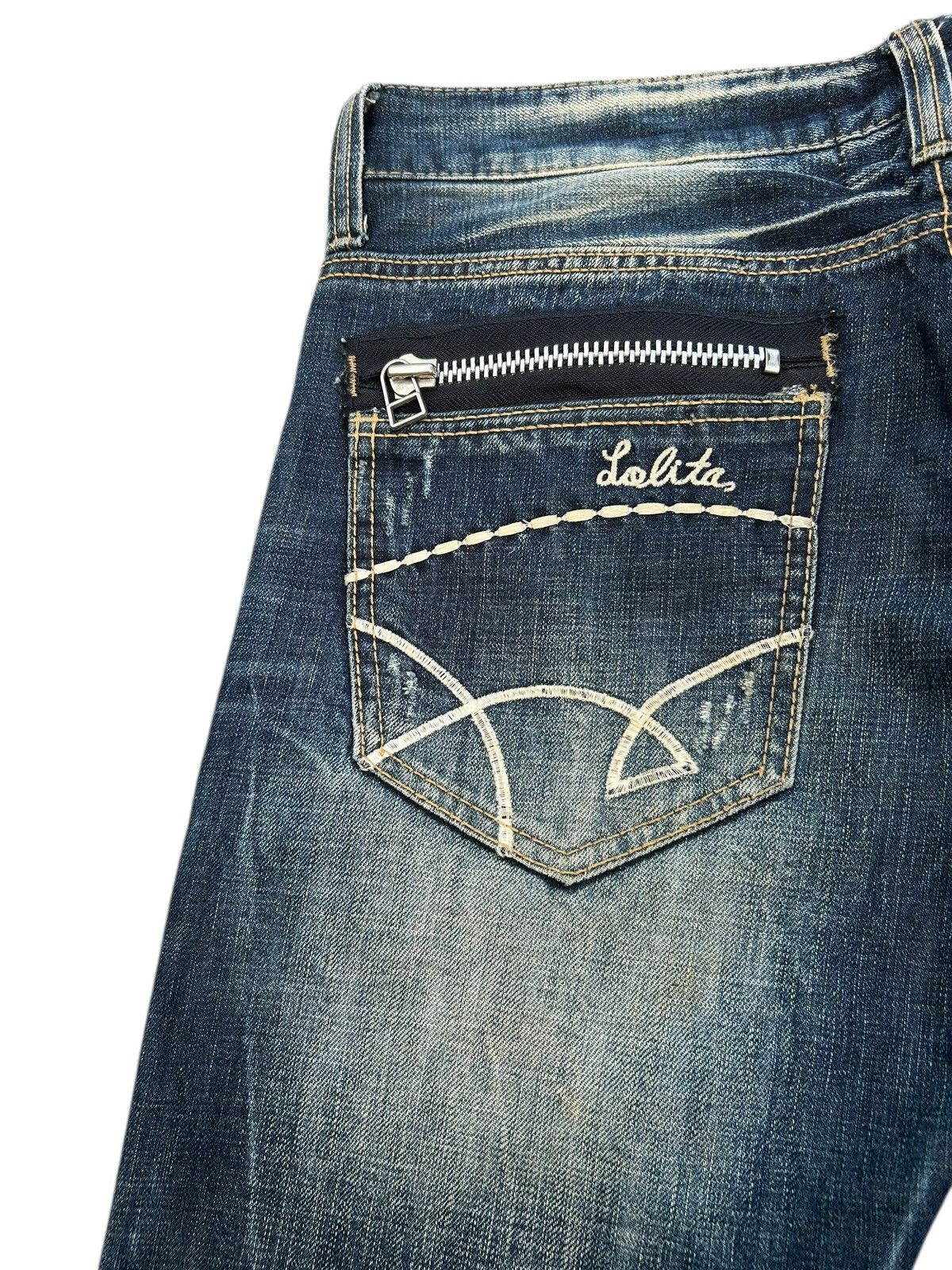 Kapital Flare Yoshitomo Nara Lolita Distressed Denim Jeans Size US 34 / EU 50 - 10 Thumbnail