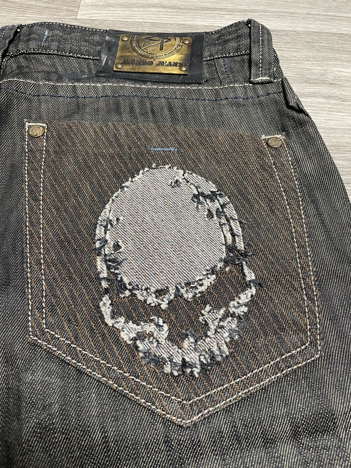 Other Vintage Mondo Distressed Skull Graphic Patchwork Jeans Denim Size US 36 / EU 52 - 23 Thumbnail