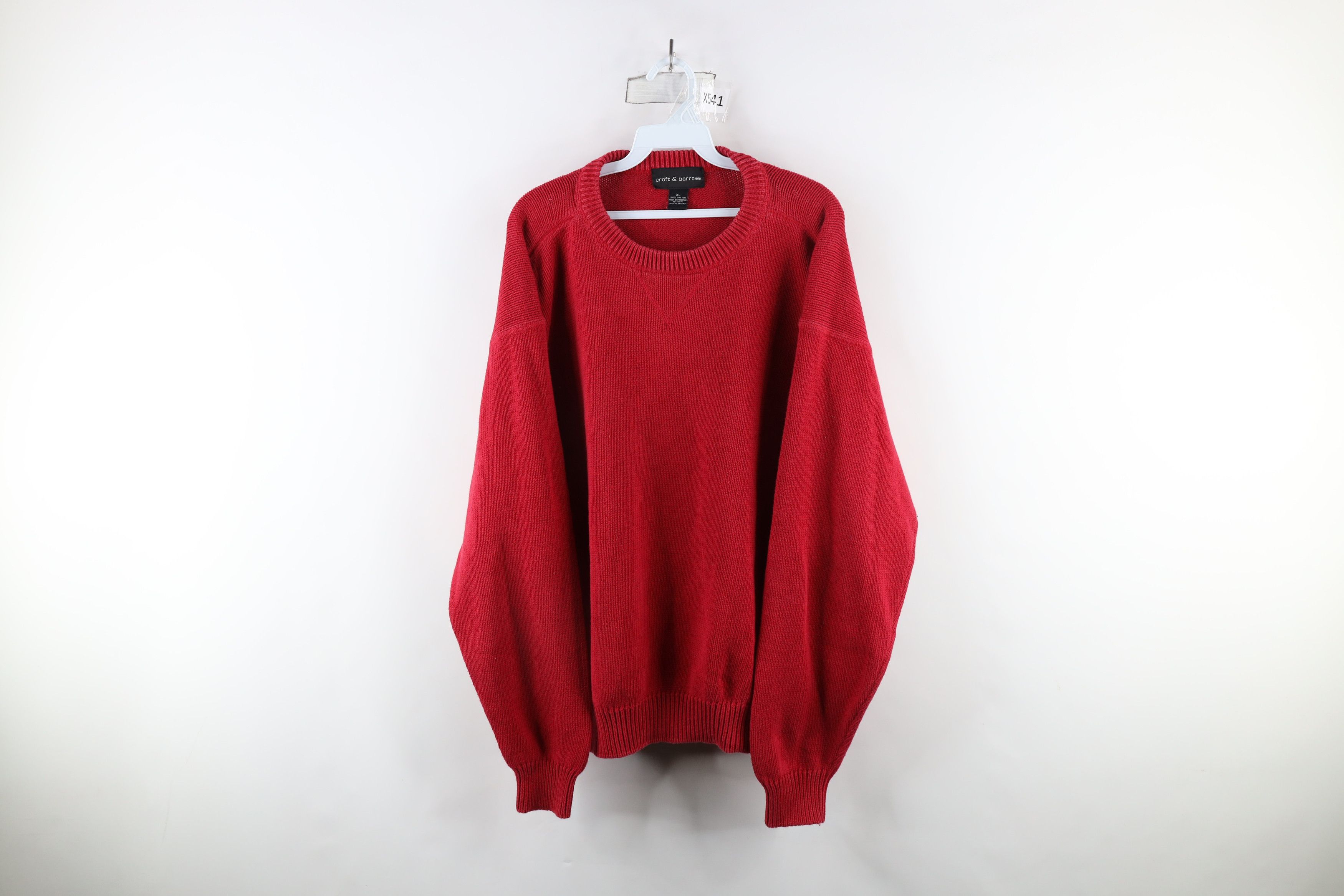 Vintage Vintage 90s Streetwear Blank Cotton Ribbed Knit Sweater Red Size US XL / EU 56 / 4 - 1 Thumbnail