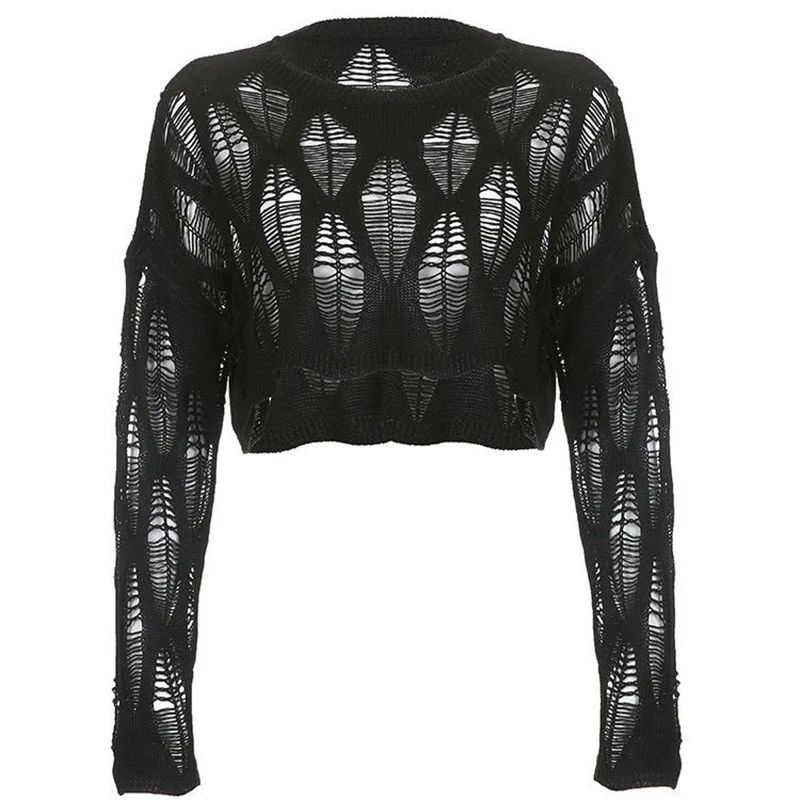 Vintage Hollow Out Y2K T-Shirts Batwing Sleeve Knitted Top Size ONE SIZE - 3 Thumbnail