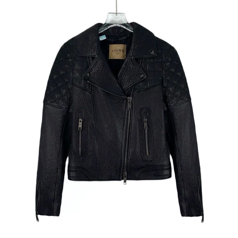 Loewe Loewe Black checkered sheepskin collar zipper long sleeve Size S / US 4 / IT 40 - 1 Thumbnail