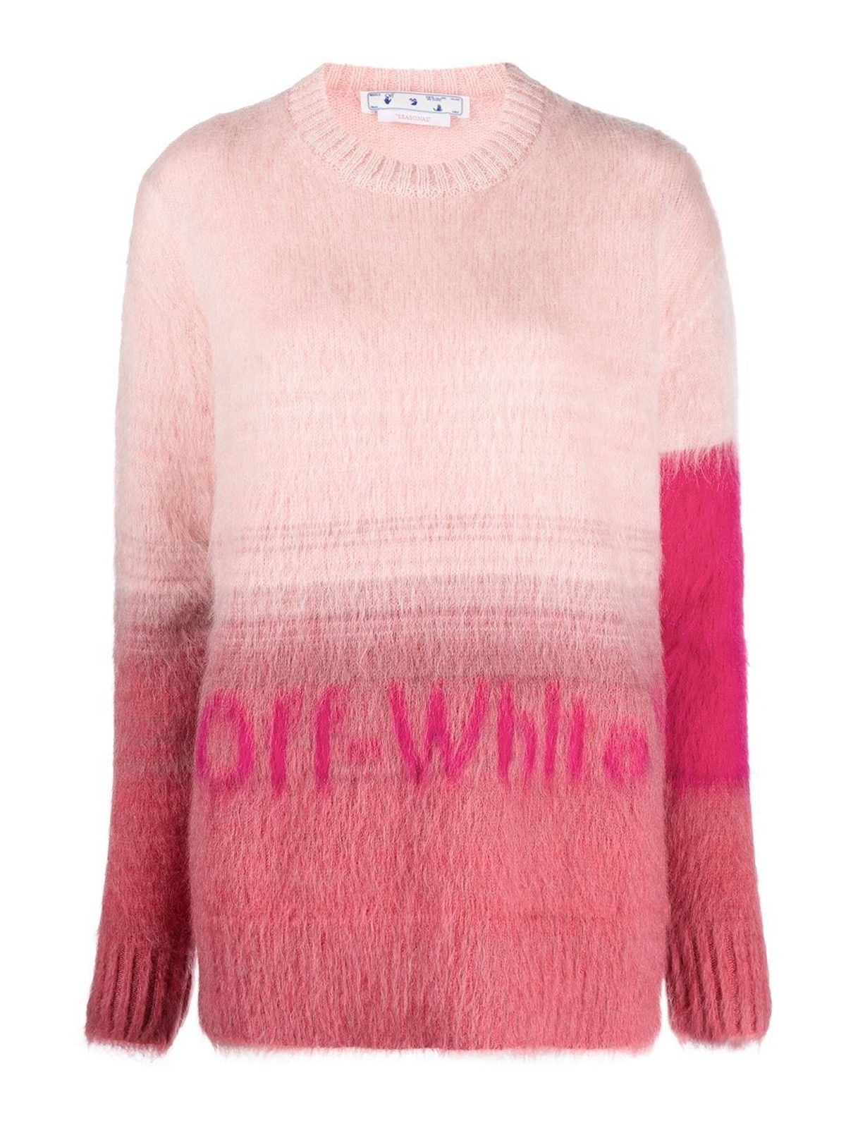 Off-White o1gr1nt0125 Mohair Helvetica Logo CrewnecK Sweater Size M / US 6-8 / IT 42-44 - 1 Thumbnail