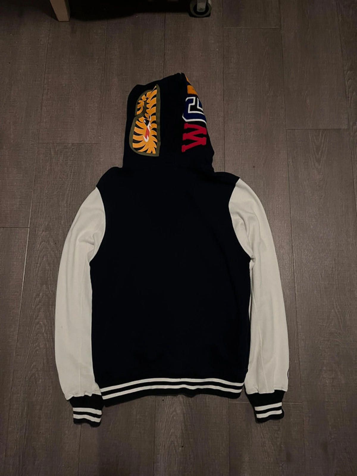 Bape BAPE - Shark Hoodie Black and White Varsity Jacket Size US M / EU 48-50 / 2 - 3 Thumbnail
