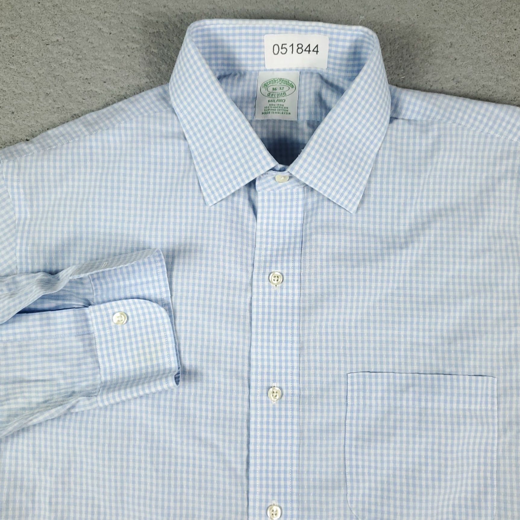 Brooks Brothers Brooks Brothers Shirt Mens Size 16 Blue Check Dress Button Up Long Sleeve Size 42R - 2 Thumbnail