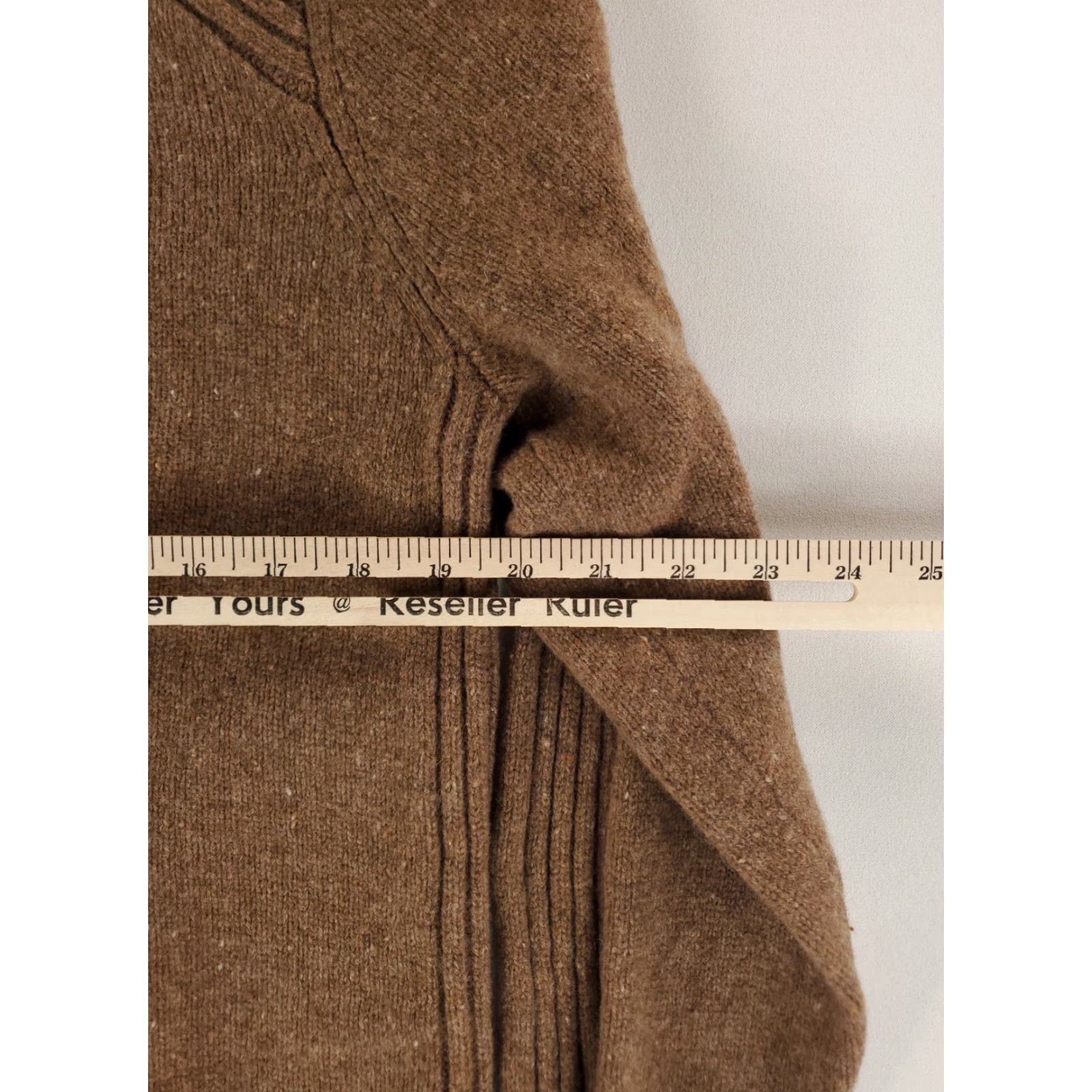 LL Bean Sweater 100% Merino Wool Pocket Brown 1/4 Zip Mens M