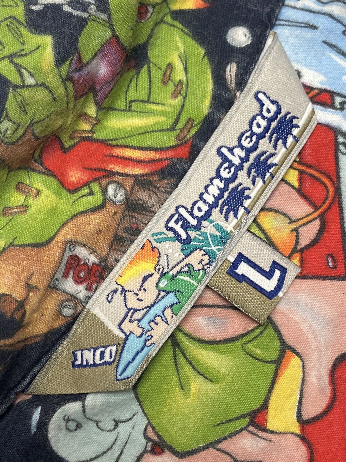 JNCO 2000s JNCO Flamehead - Iconic Mascots Surf Open Collar Shirt Size US L / EU 52-54 / 3 - 10 Thumbnail