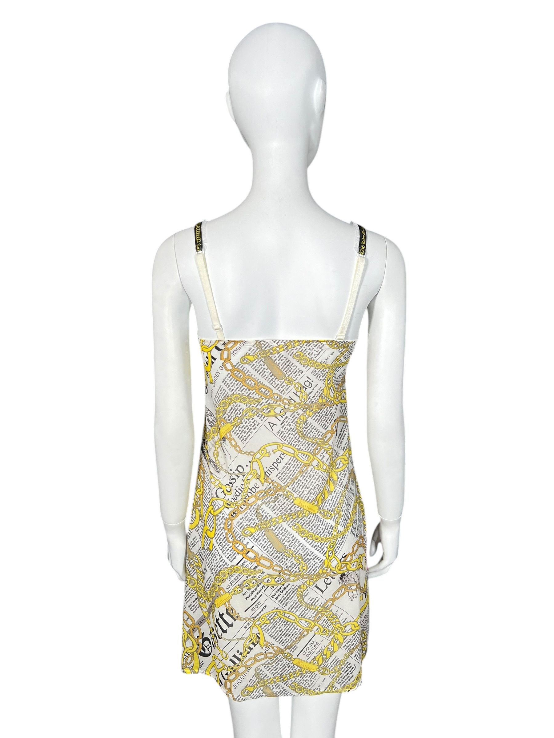 John Galliano John Galliano 2000s Newspaper Chain Slip Dress Size L / US 10 / IT 46 - 4 Thumbnail