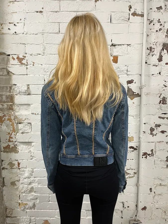 Vintage 2000s Plein Sud Blue Denim Contrast Stitch Denim Jacket Size M / US 6-8 / IT 42-44 - 2 Thumbnail