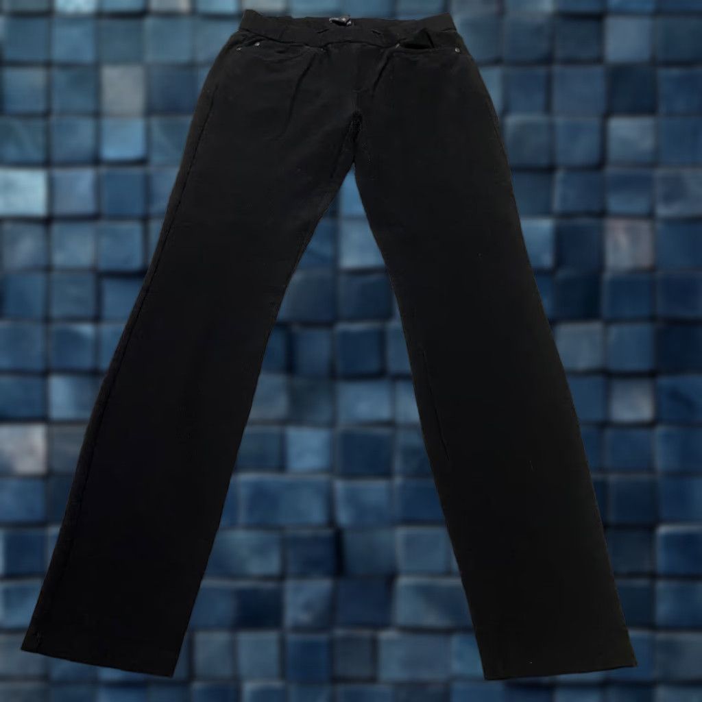 Eileen Fisher VINTAGE Eileen Fisher Womens XS Dress Pants Solid Black Ribbed Skinny Dark Wash Mid Rise Size 26" / US 2 / IT 38 - 1 Thumbnail