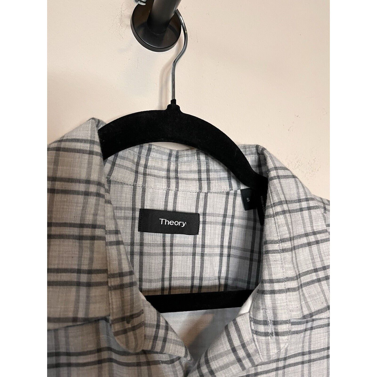 Theory THEORY Tait Button Sport Shirt Gray Grid Check Slim Fit Size US S / EU 44-46 / 1 - 4 Thumbnail