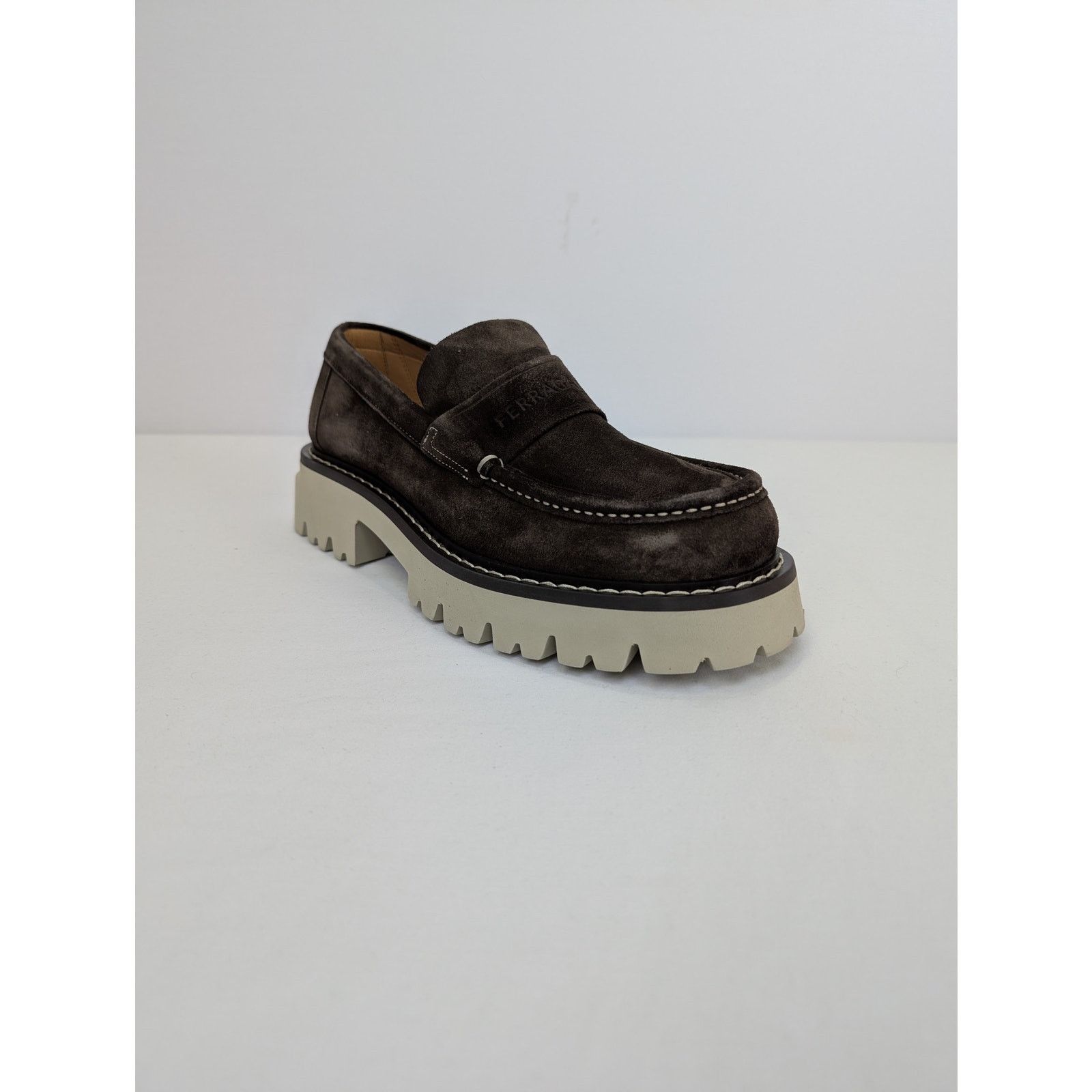 Salvatore Ferragamo o1rshd1 New Biscot Calf Suede Boots in Brown Size US 11 / EU 44 - 1 Thumbnail