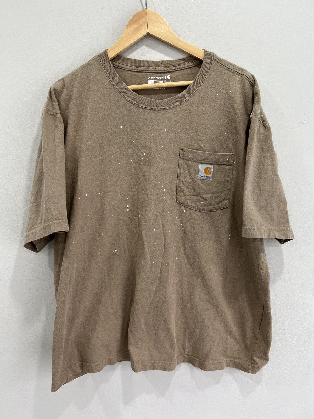 Carhartt Vtg Carhartt Tee Shirt Pocket Blank bleach paint splatter Size US L / EU 52-54 / 3 - 1 Thumbnail