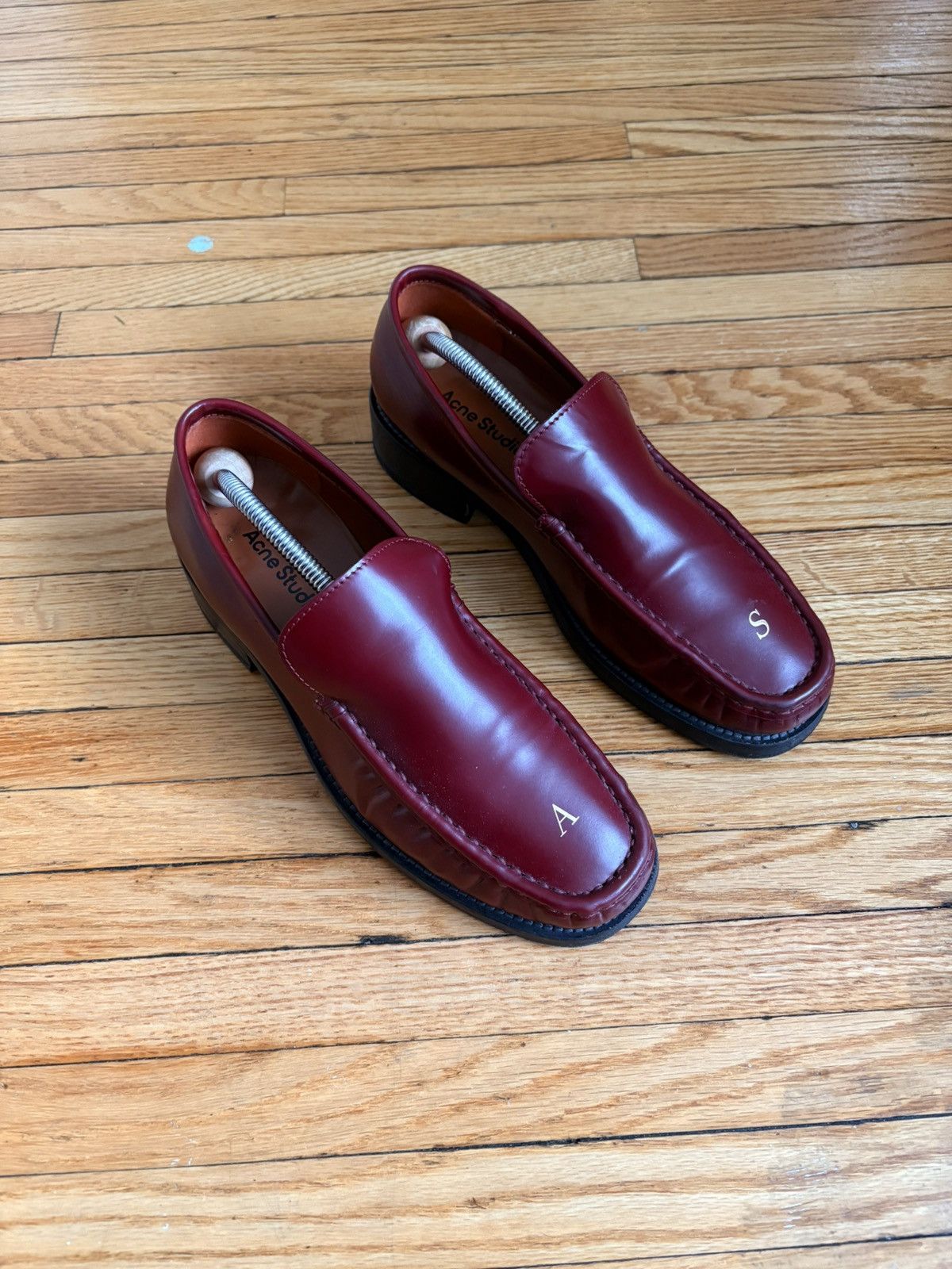 Acne Studios Acne Studios Leather Loafers (Maroon) Size US 8 / EU 41 - 3 Thumbnail