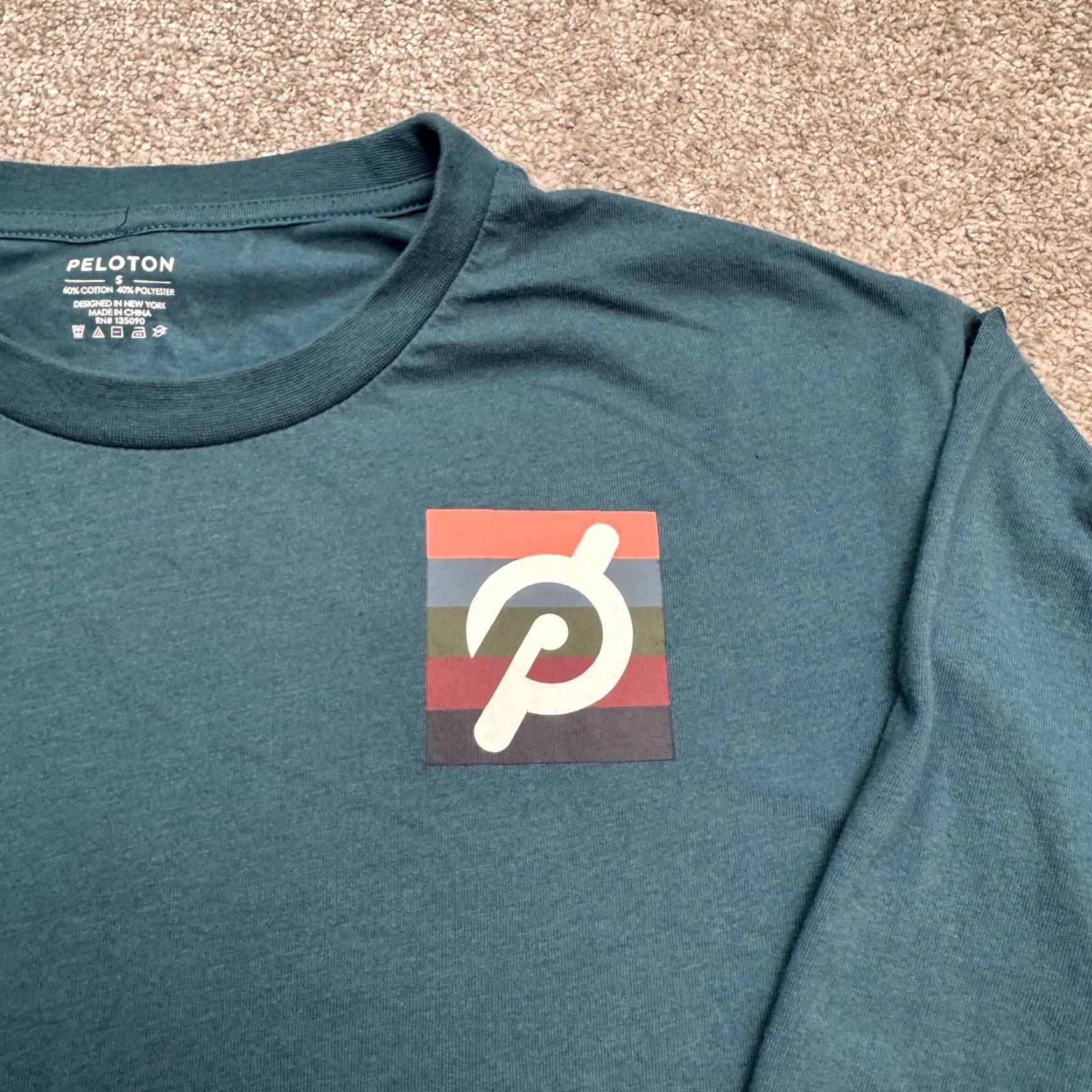 Rainbow Peloton Rainbow Graphic Long Sleeve T-Shirt Mens Small Teal Green Crew Neck Tee - Green - Peloton Shirt - Mens S - Rainbow Colors - 90s Vibe Theme Size US S / EU 44-46 / 1 - 3 Thumbnail