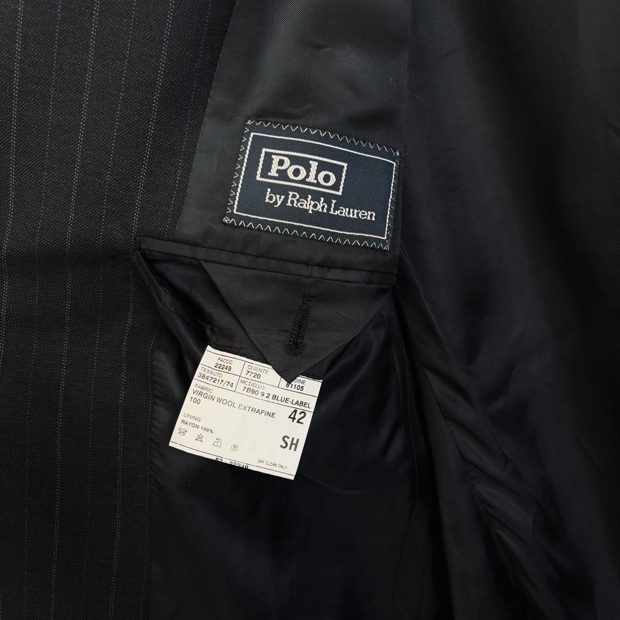 Polo Ralph Lauren 90s Polo Ralph Lauren navy wool pinstripe blazer 42S Italy Size 42S - 2 Thumbnail