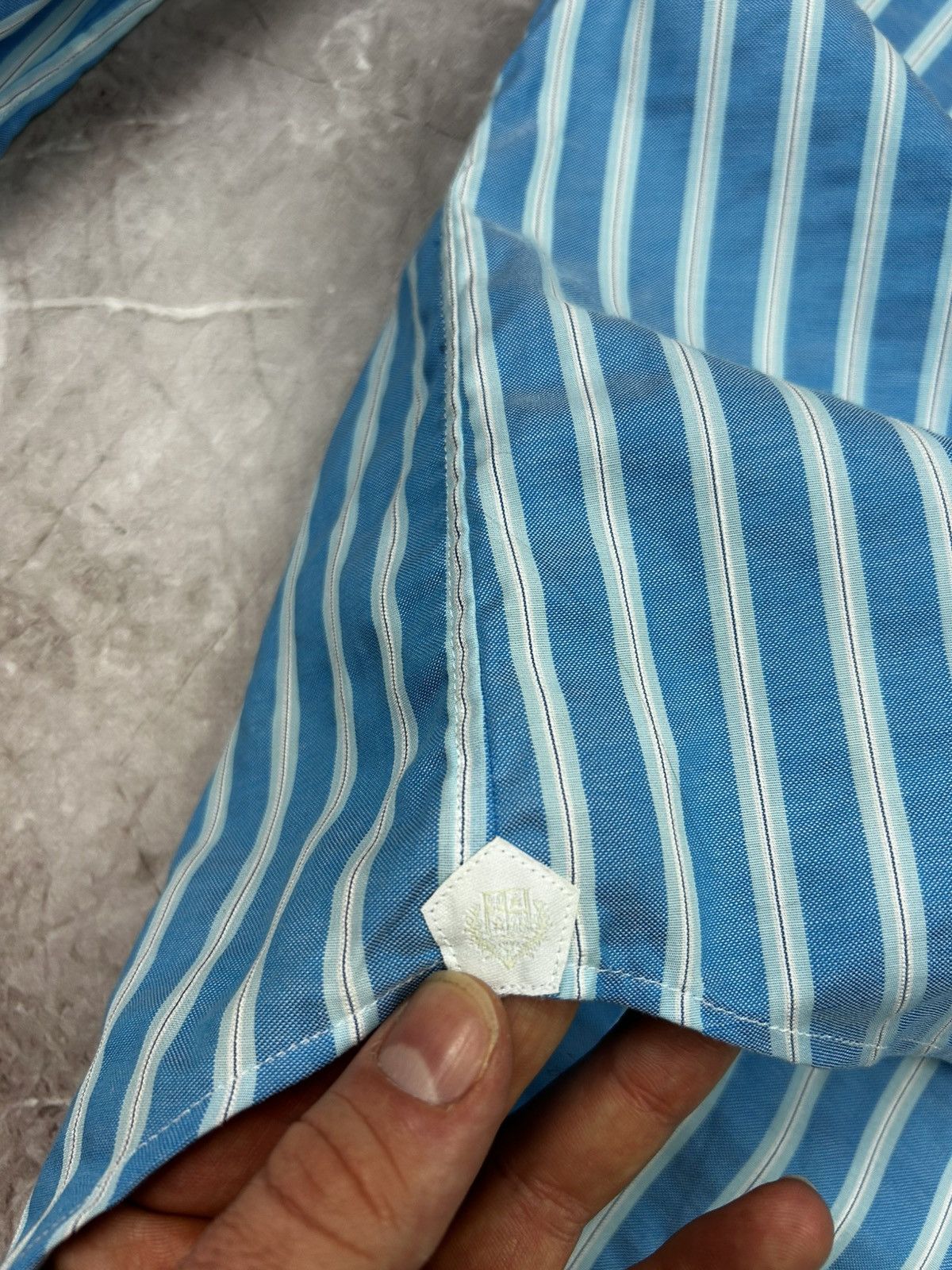 Loro Piana Loro Piana Shirt Button Up White Blue Stripped Cotton Formal Size US L / EU 52-54 / 3 - 9 Thumbnail