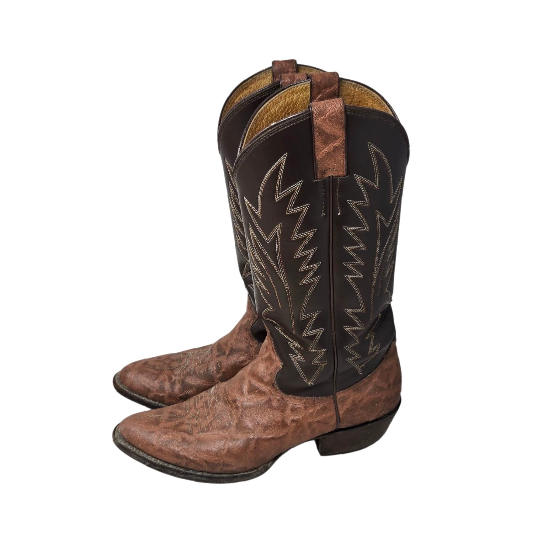 Justin Boots VINTAGE Justin Boots Boot Western Cowboy Leather D Brown Size 9 Men Shoes - read flaws readouts Size US 9 / EU 42 - 2 Thumbnail