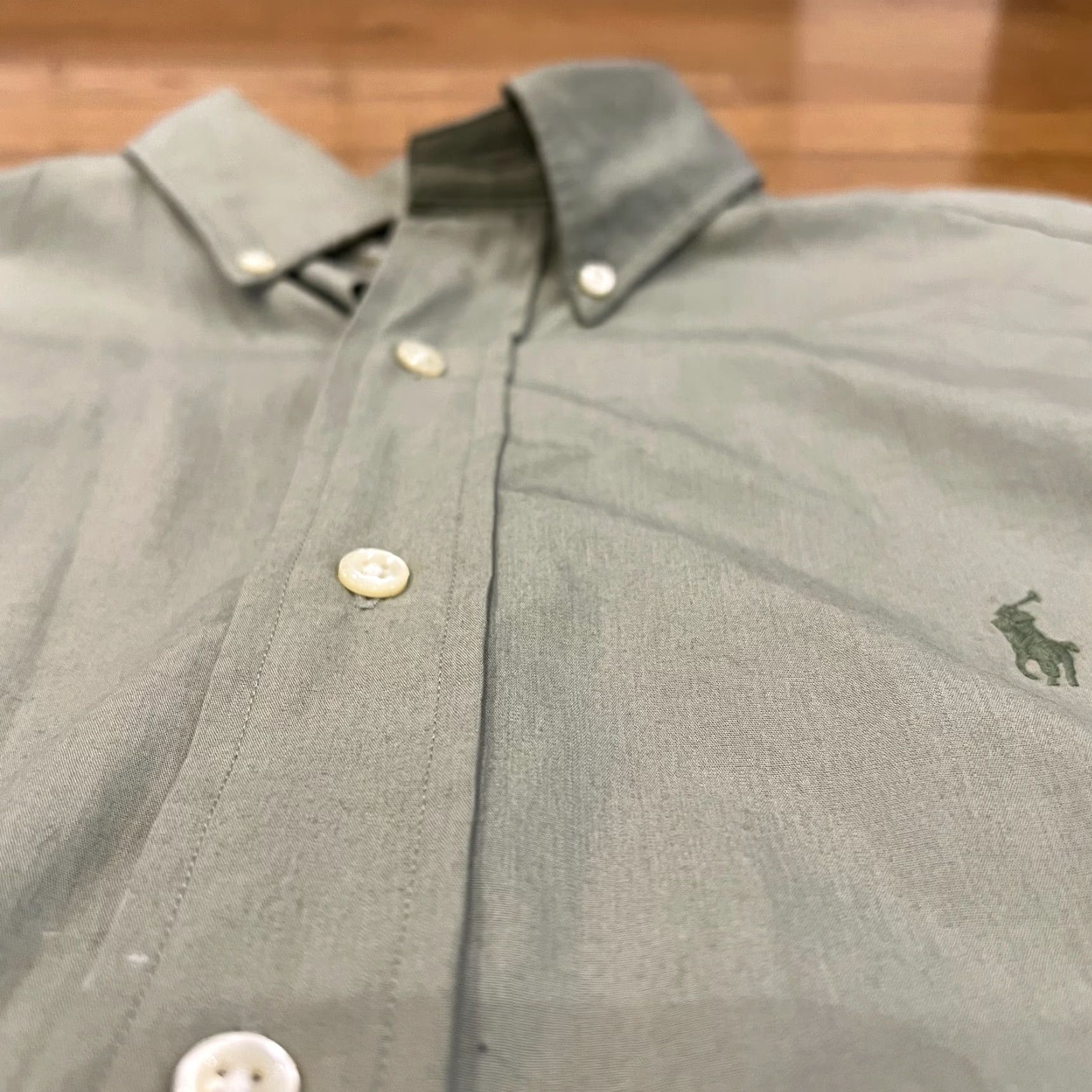 Ralph Lauren VINTAGE Ralph Lauren Yarmouth Dress Shirt Green Men’s 15.5 32/33 Shirt Long Sleeve Button-Down Collared Regular 32 in Logo Manufacturer: Ralph Lauren Size 42R - 2 Thumbnail