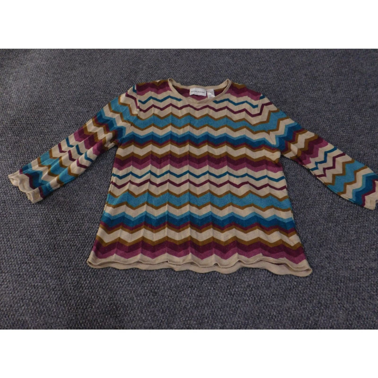 Vintage VINTAGE Alfred Dunner Sweater Womens Large Chevron Stripe Pullover Knit USA 90s Size L / US 10 / IT 46 - 3 Thumbnail