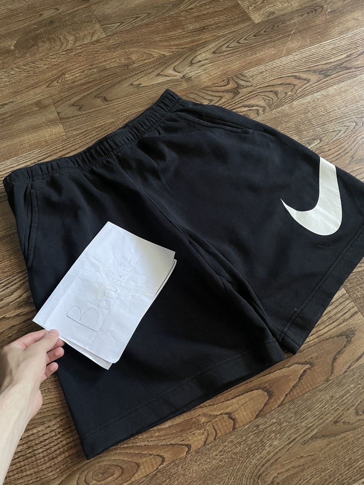 Nike Nike Big Swoosh Shorts Black large vintage sportswear Size US 33 - 7 Thumbnail