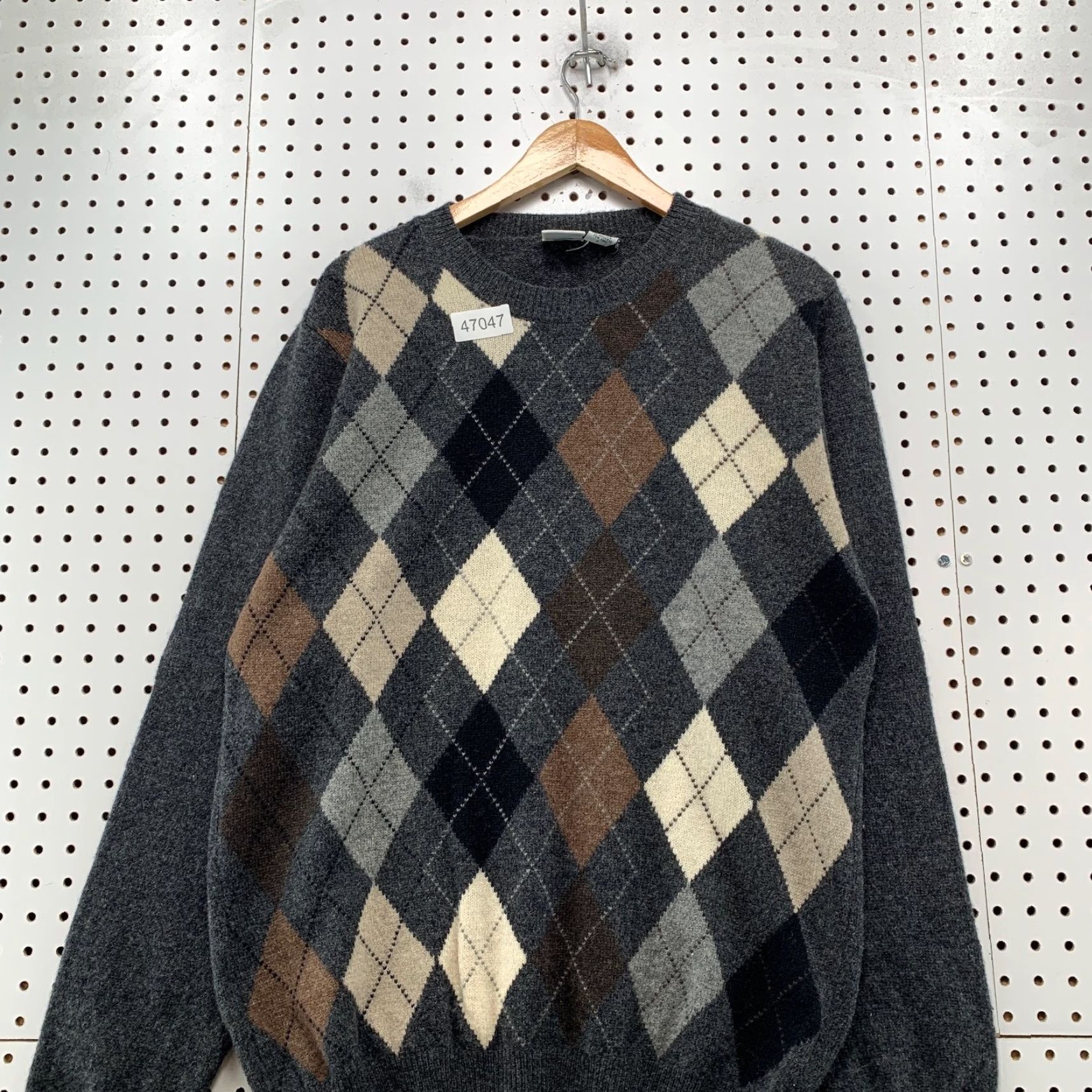 Vintage VINTAGE Field Gear Wool Argyle Sweater Mens L Gray Brown Lambswool Grandpa Dad Size US L / EU 52-54 / 3 - 4 Thumbnail