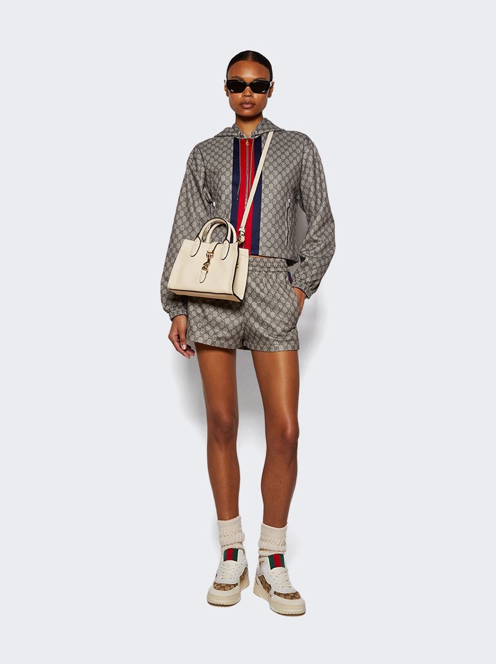 Gucci o1la5ras0526 GG Technical Jersey Shorts With Web Size 32" / US 10 / IT 46 - 2 Thumbnail