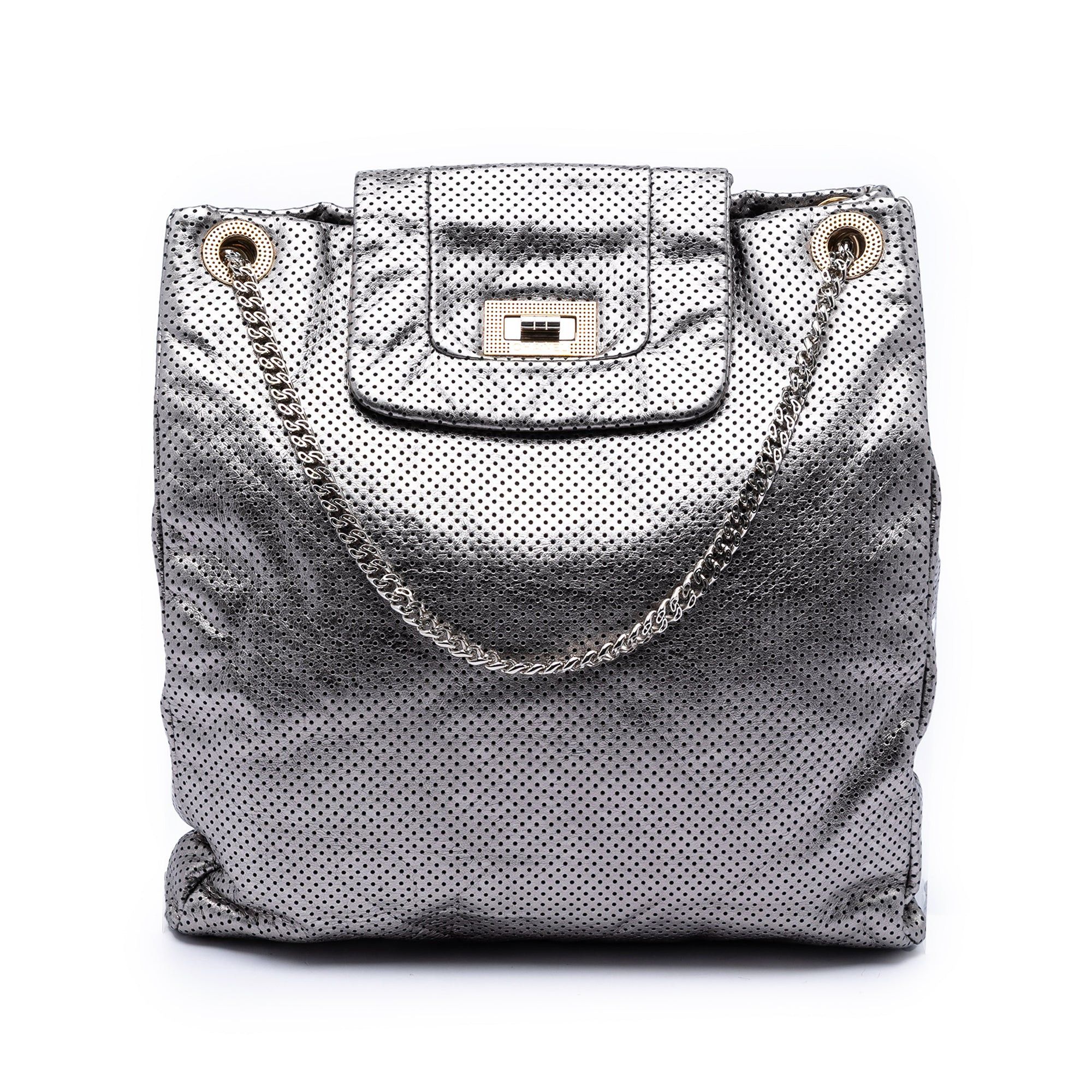 Chanel Perforated Crackled Metallic Calfskin Drill Tote Size ONE SIZE - 1 Thumbnail