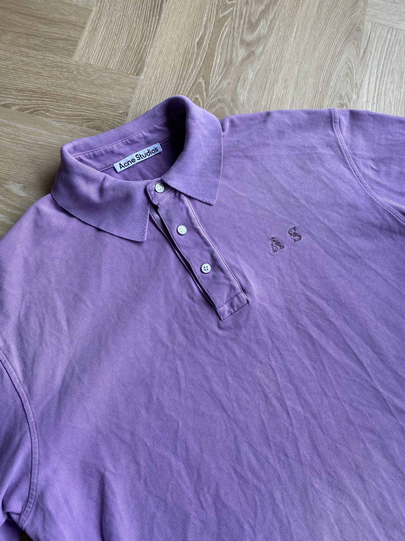 Acne Studios $300 - Cotton Polo Shirt - Washed Lilac Size US S / EU 44-46 / 1 - 16 Thumbnail