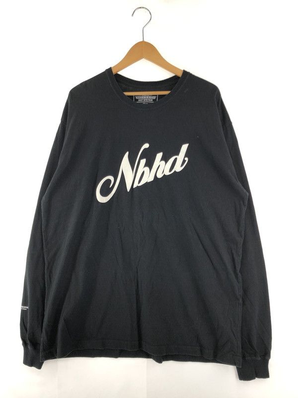 image of Neighborhood T-Shirts Long Sleeve Top Foam Print Cotton Pullover Black, Men's (Size 2XL)