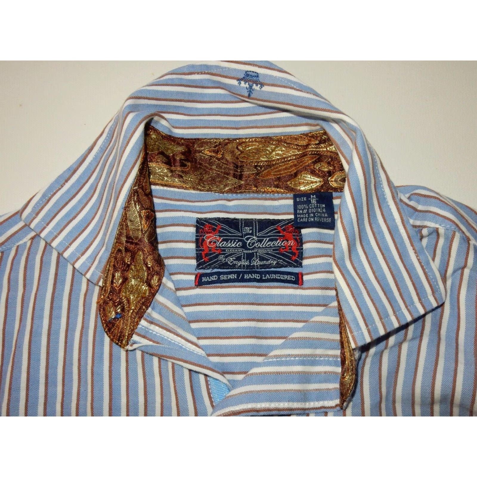 English Laundry VINTAGE English Laundry Men's Shirt Long Sleeve Button-Up Size M Cotton Blue 16 Men Size US M / EU 48-50 / 2 - 5 Thumbnail