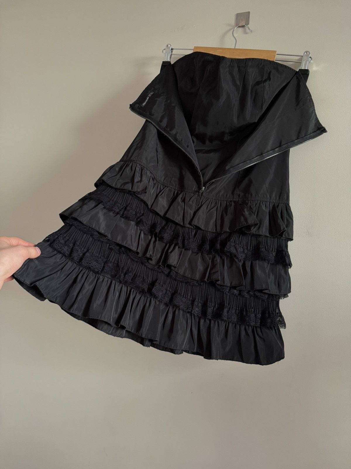 Vintage Black Corset Mini Dress Size L / US 10 / IT 46 - 6 Thumbnail
