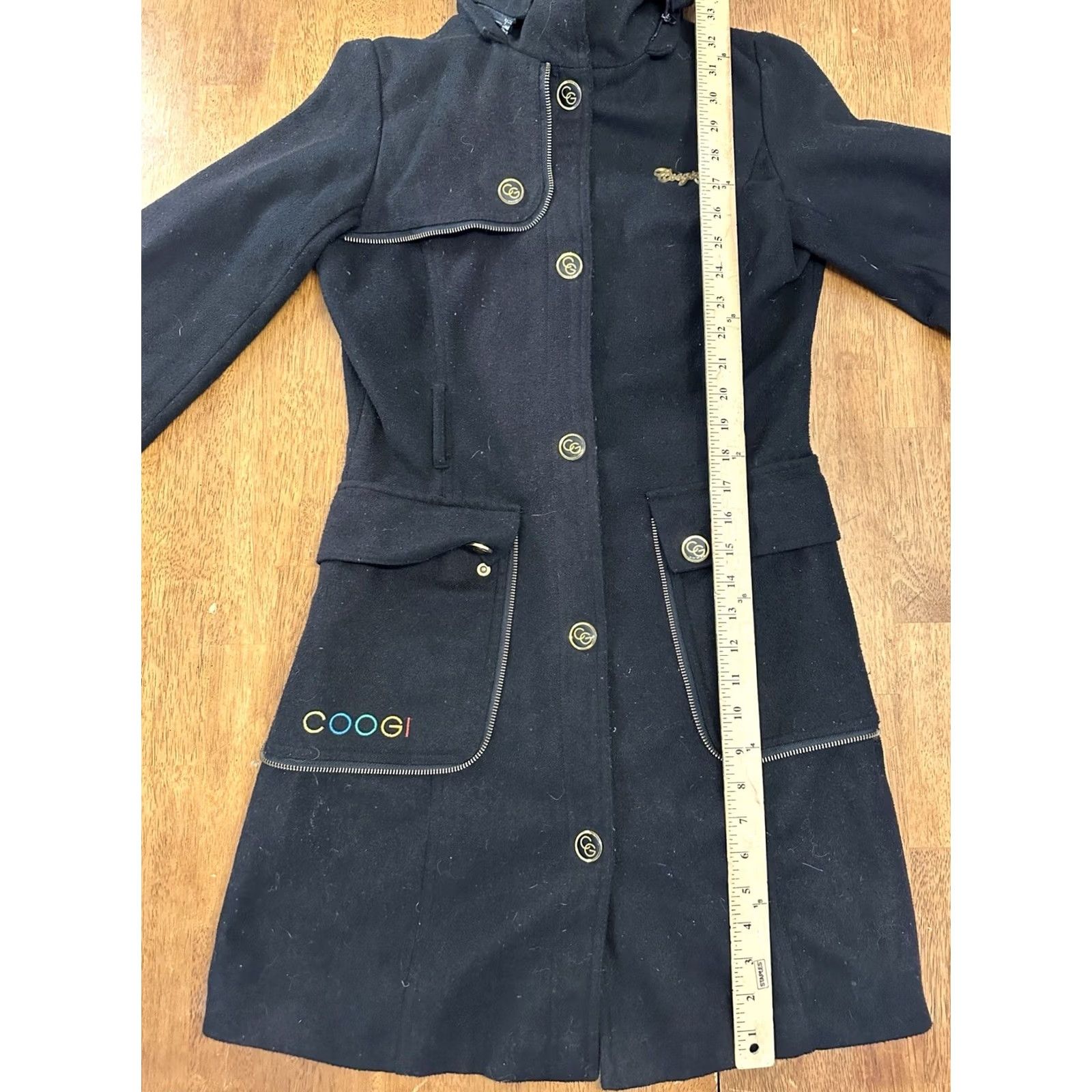 Coogi COOGI Women’s Snap Wool Blend Long Coat Hooded Small Gray Size S / US 4 / IT 40 - 8 Thumbnail