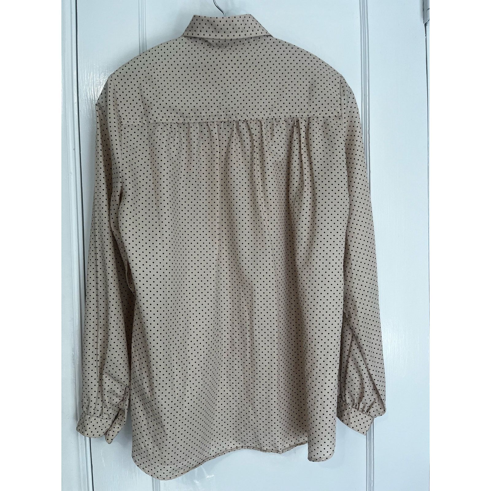 Evan Picone Vintage Evan Picone Nude Brown Polka Dot Blouse Med Large Size L / US 10 / IT 46 - 2 Thumbnail