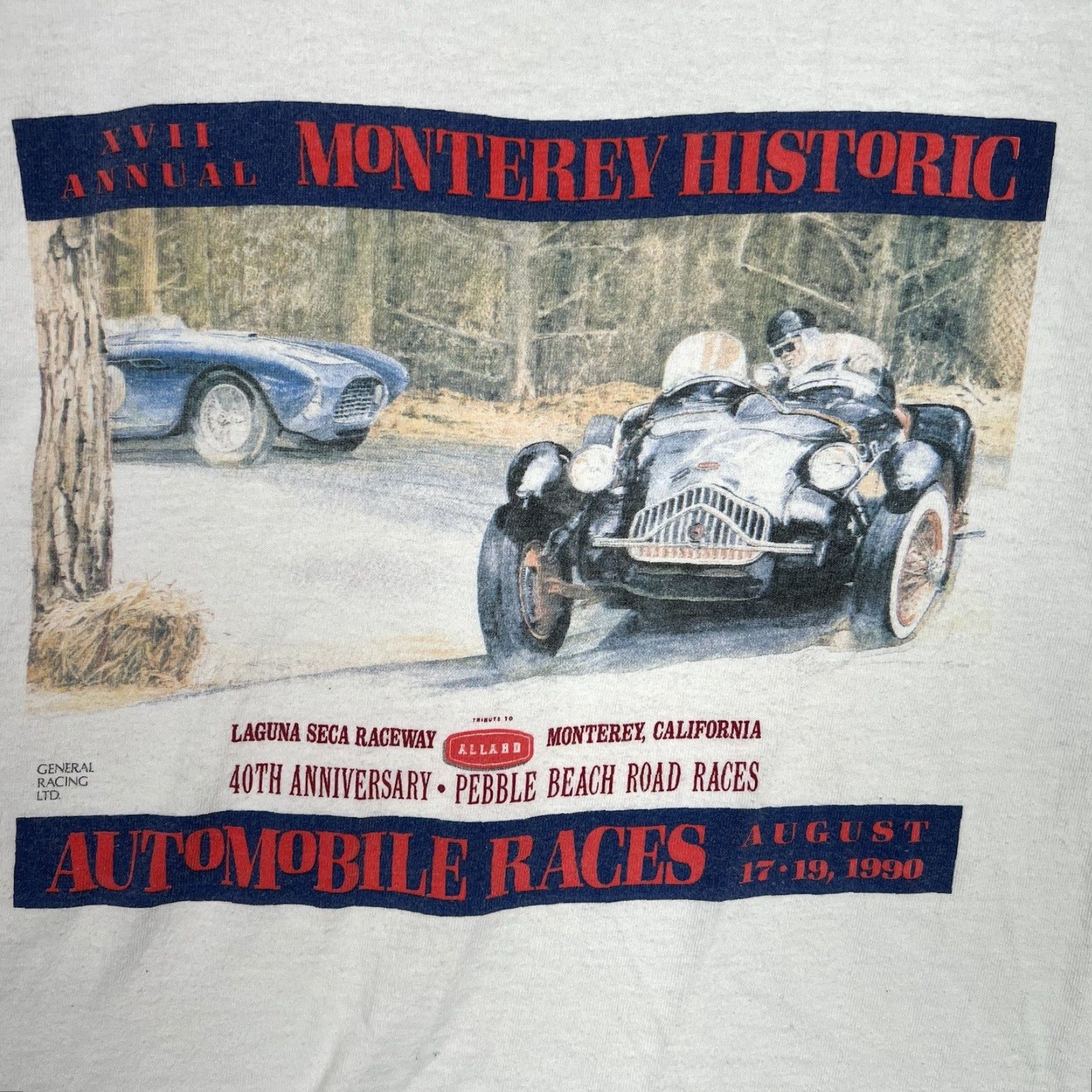 Fruit Of The Loom VINTAGE 1990 Monterey Historics Races T Shirt Adult Large White Laguna Seca Mens Size US L / EU 52-54 / 3 - 4 Thumbnail