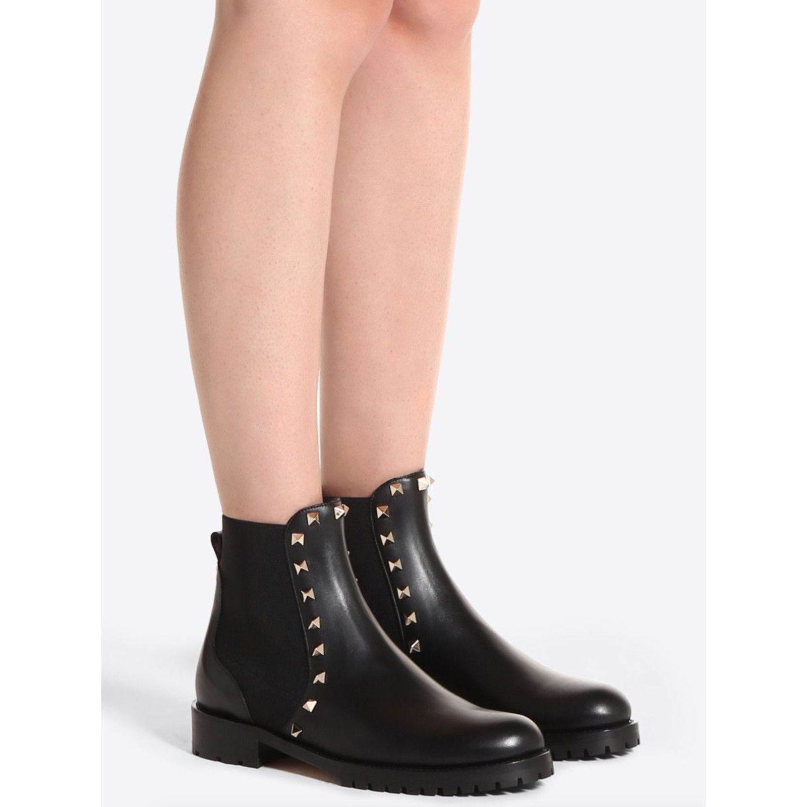 Valentino Valentino Rockstud Chelsea 20mm Black Leather Stud Heel Size US 7 / IT 37 - 3 Thumbnail