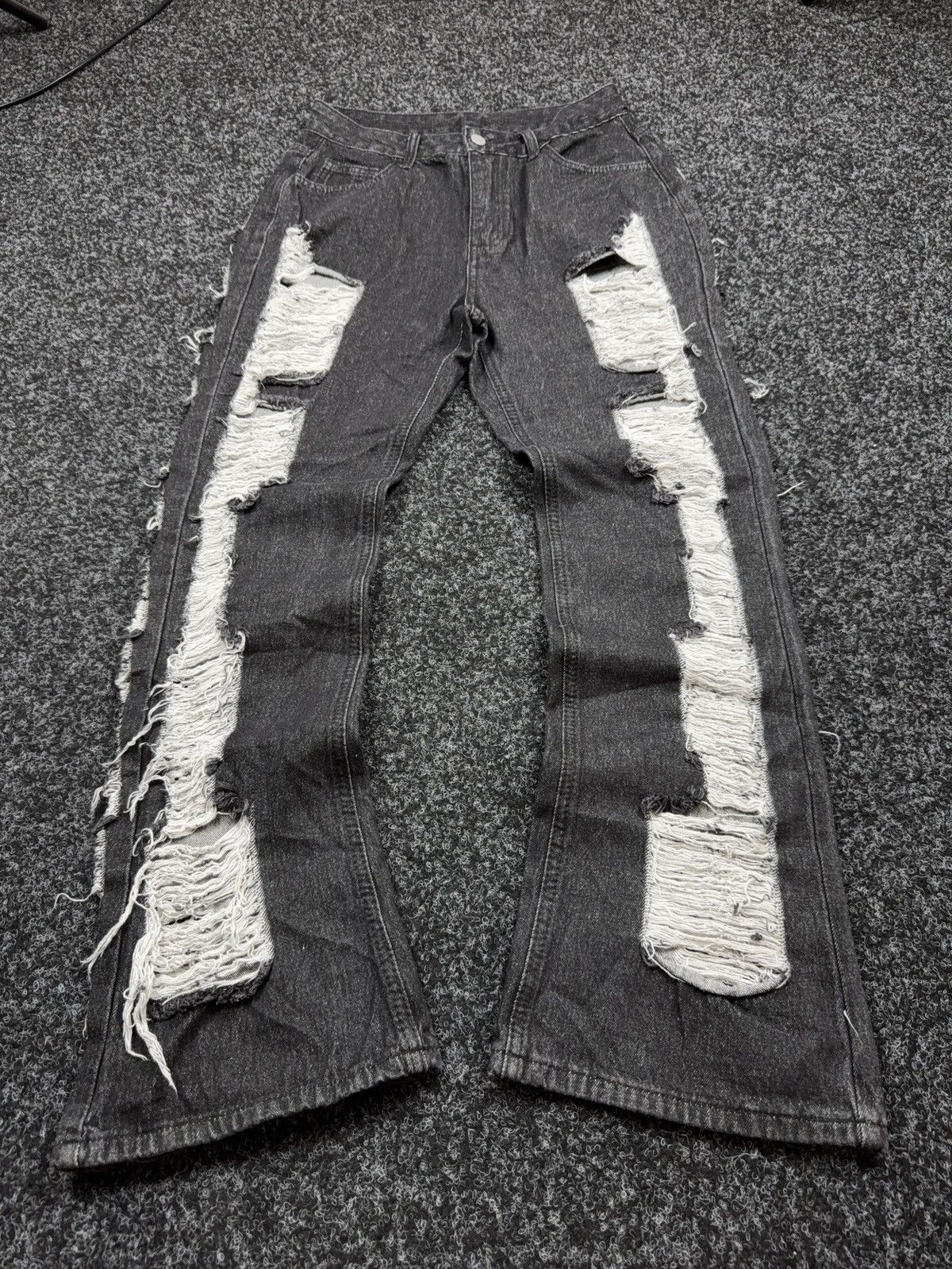 If Six Was Nine Japanese 00s LGB Black Distressed Bootcut Flared Denim Jeans Size 28" / US 6 / IT 42 - 1 Thumbnail