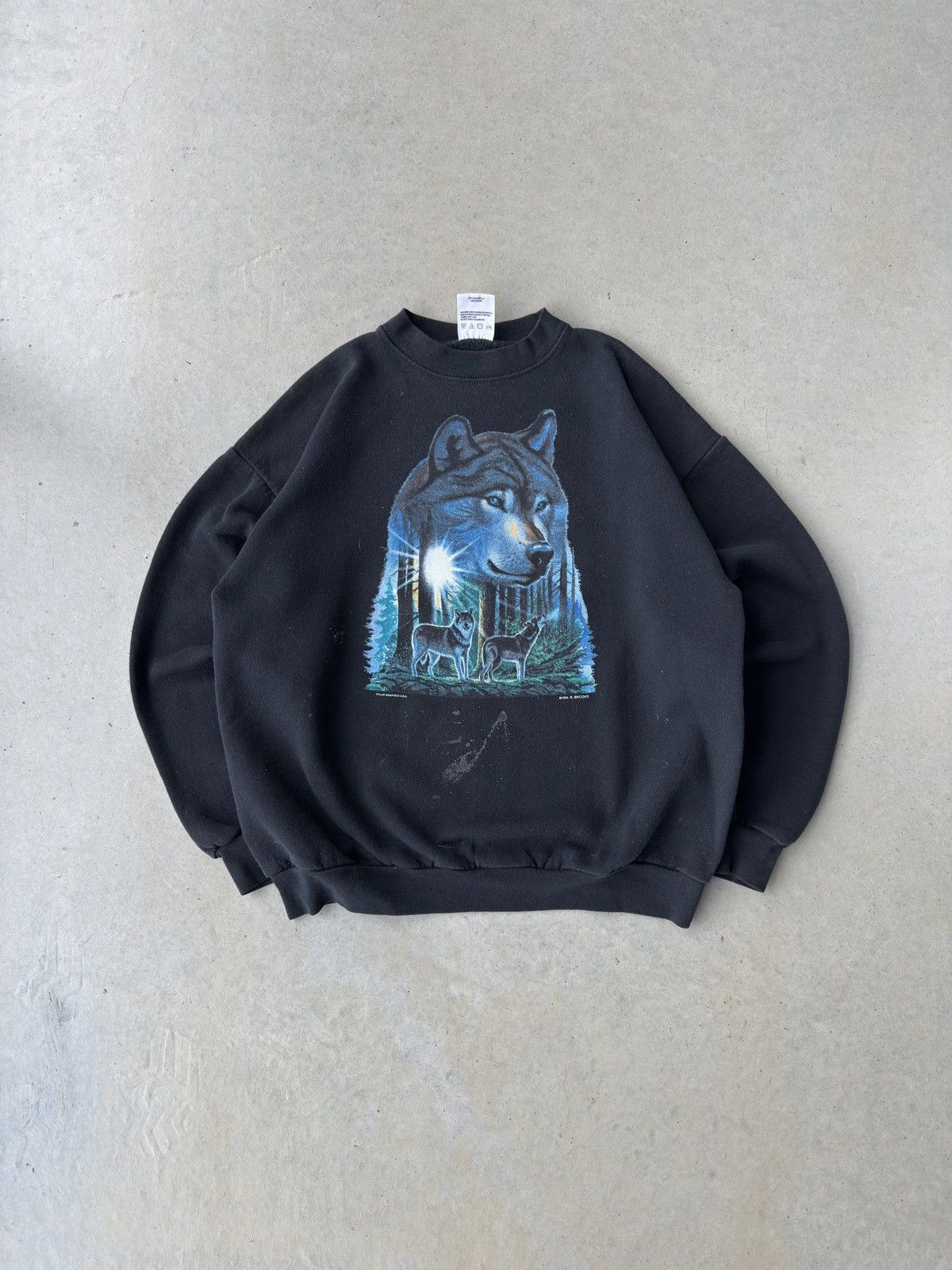 Vintage Vintage 90s Wolf Nature Crewneck Size US L / EU 52-54 / 3 - 1 Thumbnail