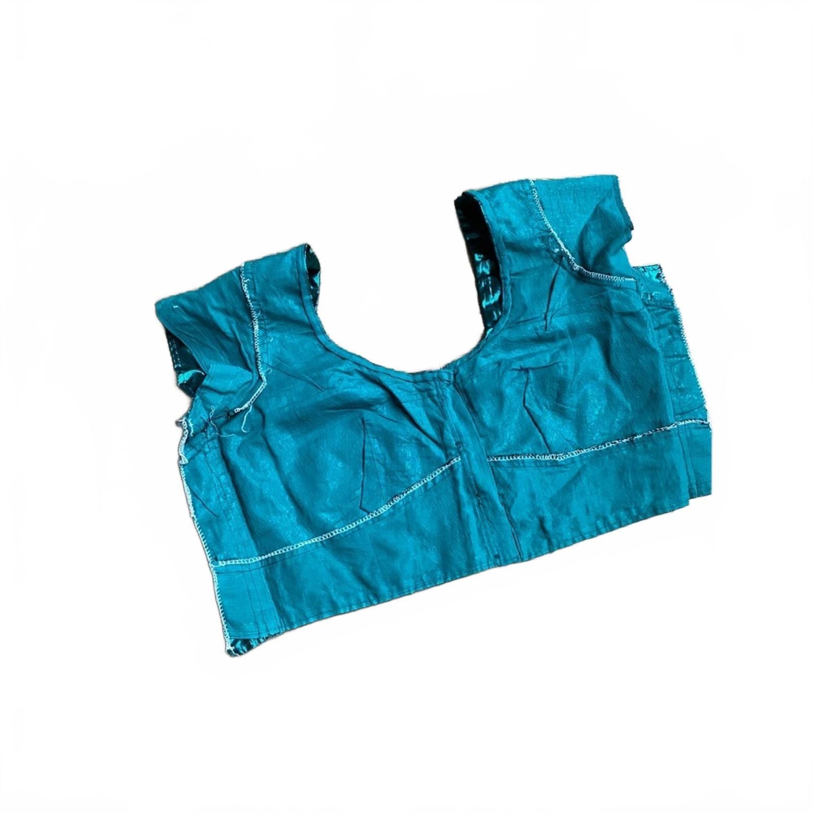 Other Vibrant Teal Shiny Crop Top Handmade in INDIA Size S / US 4 / IT 40 - 5 Thumbnail