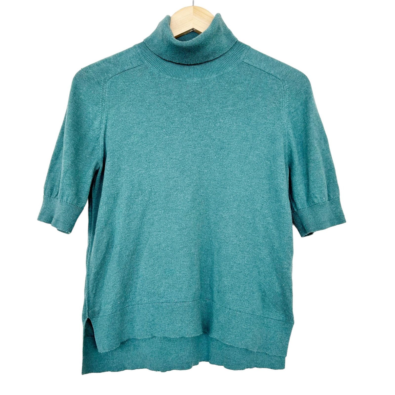 Everlane Everlane Green Wool Blend Short Sleeve Turtleneck Sz S Size S / US 4 / IT 40 - 1 Thumbnail